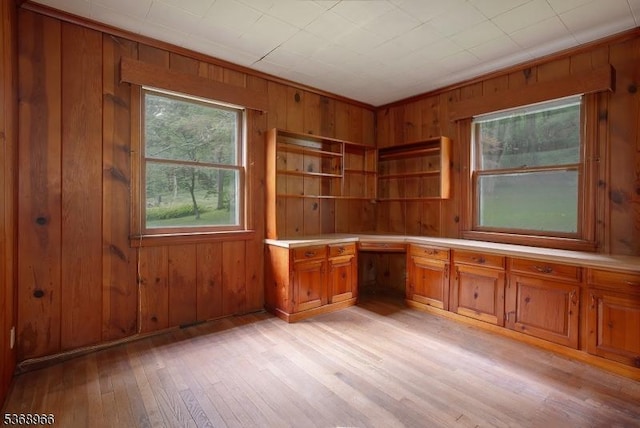 37 Furnace Rd, Chester Twp, NJ 07930 - unfurnished office featuring light wood finished floors, wooden walls, and built in desk