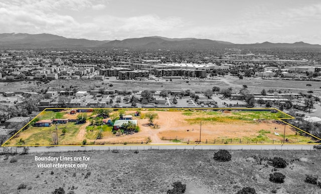 bird's eye view with a mountain view