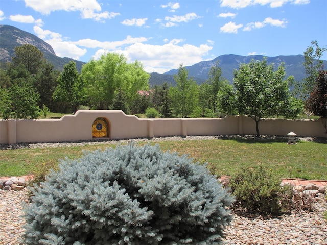 view of yard with a mountain view