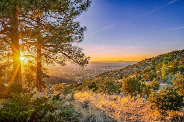 nature at dusk with a mountain view