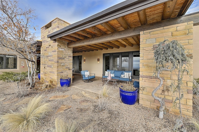 exterior space with outdoor lounge area