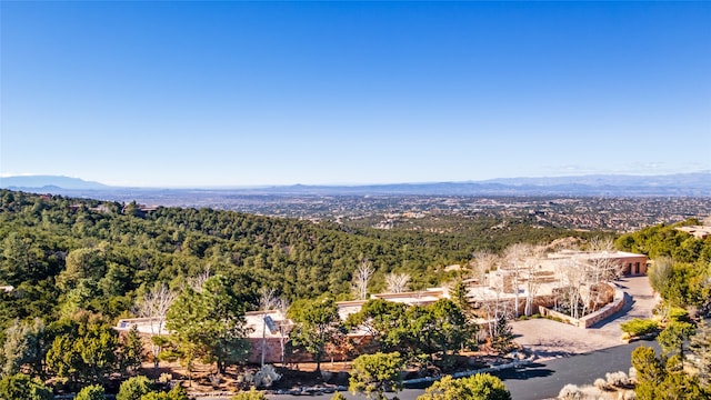 birds eye view of property with a mountain view