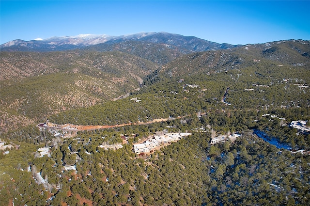 birds eye view of property featuring a mountain view