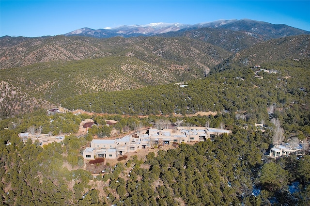 birds eye view of property featuring a mountain view