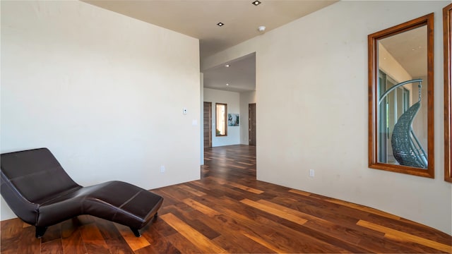 sitting room with dark hardwood / wood-style floors