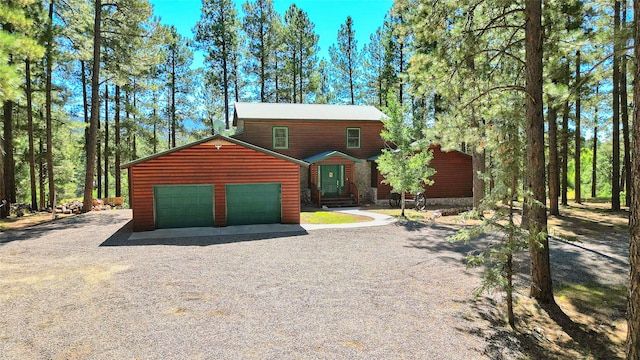 view of front of property featuring a garage