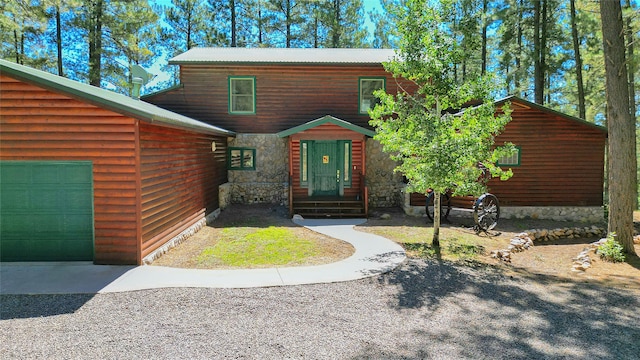 view of log home