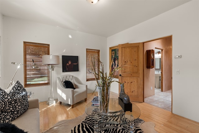 living room featuring light wood-type flooring