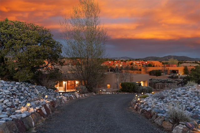 exterior space featuring a mountain view