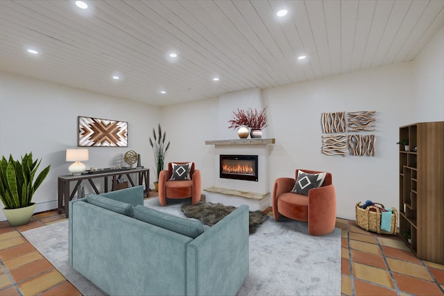 living room featuring tile patterned floors