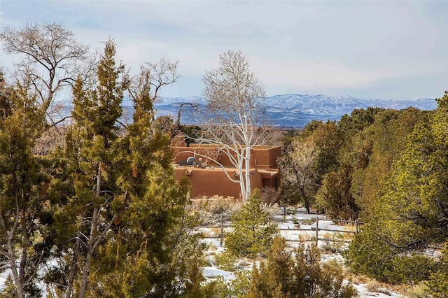 exterior space featuring a mountain view