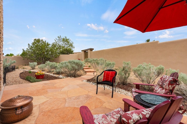 view of patio featuring a fenced backyard