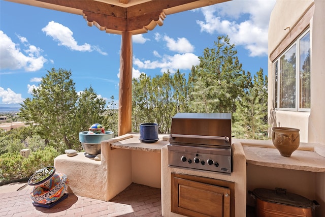 view of patio / terrace featuring area for grilling and a grill