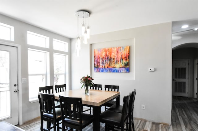 dining area featuring hardwood / wood-style flooring