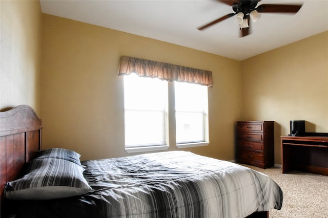 bedroom featuring carpet flooring and ceiling fan