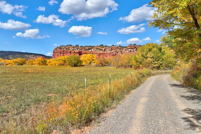 view of road featuring a rural view