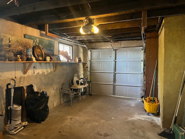 garage with a garage door opener