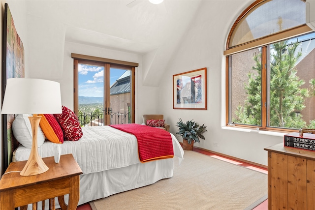 bedroom featuring multiple windows and access to exterior