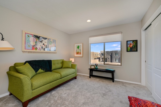 living room featuring carpet floors