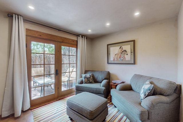 living room featuring french doors