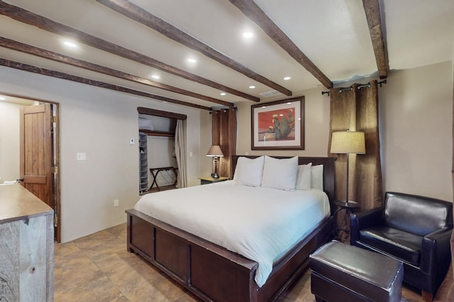 bedroom with beamed ceiling