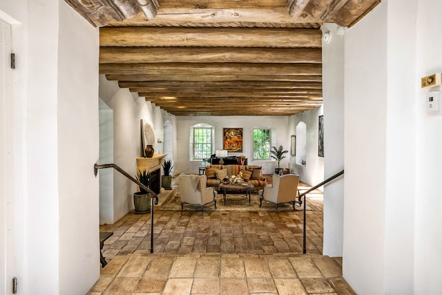 basement with tile floors