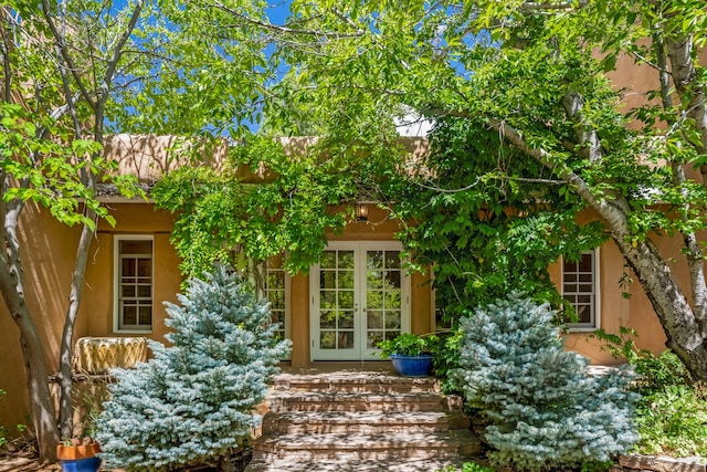 property entrance with french doors