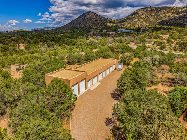 drone / aerial view with a mountain view