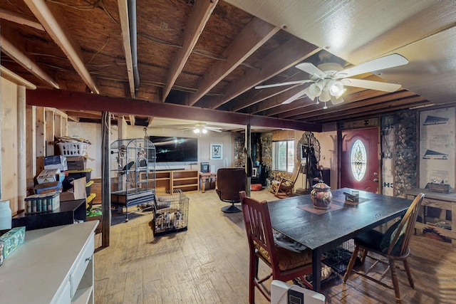 dining area featuring ceiling fan