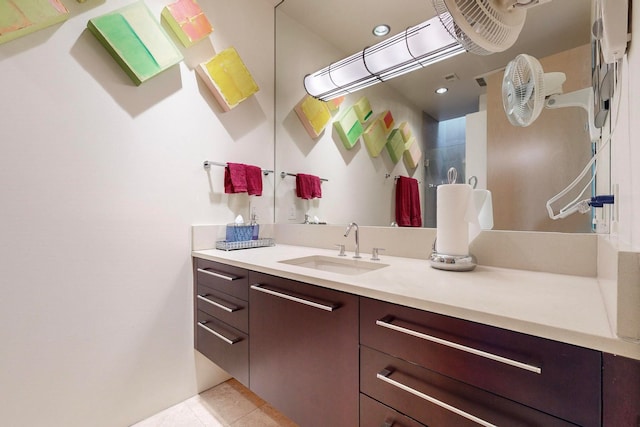 bathroom with vanity and tile patterned floors