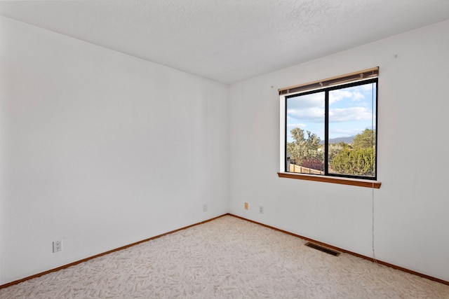 empty room featuring carpet and a textured ceiling