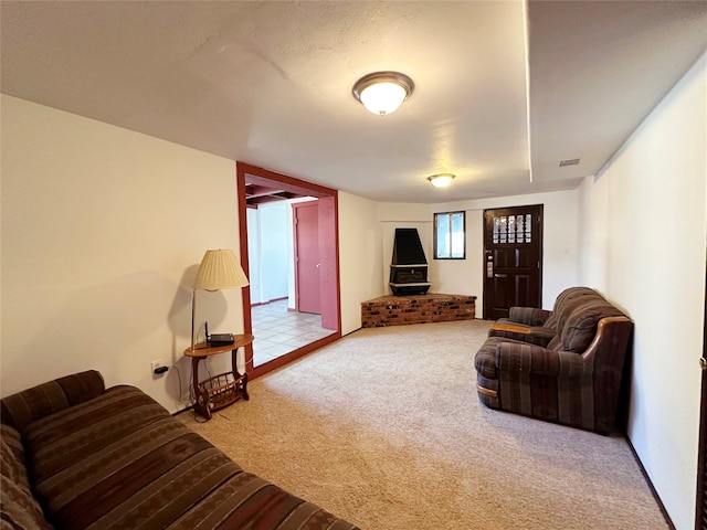 living room featuring carpet floors