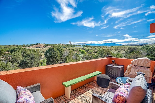 balcony with a mountain view