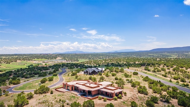 drone / aerial view featuring a mountain view