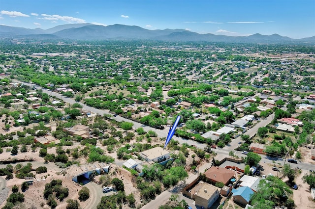 drone / aerial view featuring a mountain view