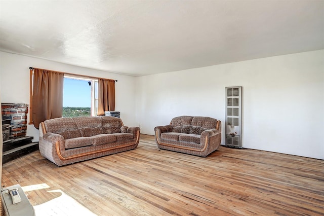 living room with light hardwood / wood-style floors