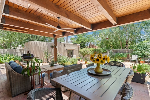 view of patio / terrace with ceiling fan