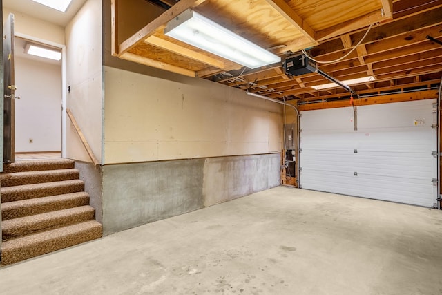 garage with a garage door opener