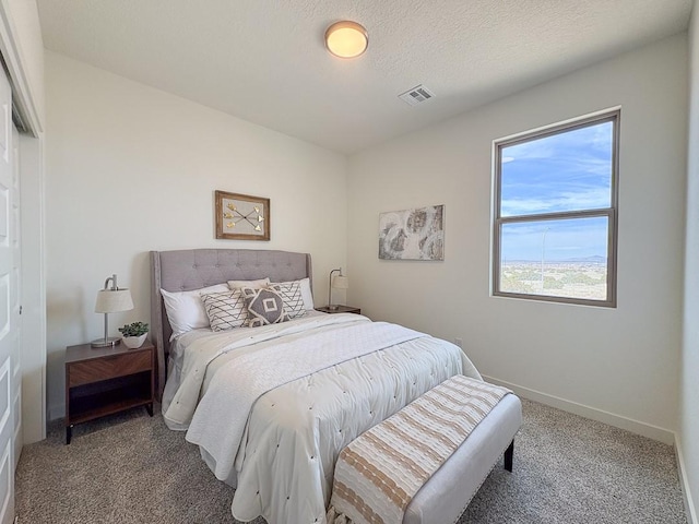 3497 Aster Ln, Santa Fe, NM 87507 - carpeted bedroom featuring baseboards, visible vents, and a textured ceiling