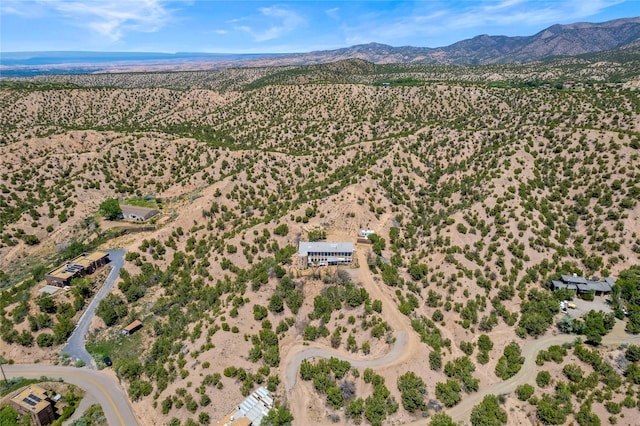 birds eye view of property featuring a mountain view