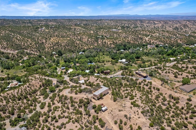 drone / aerial view featuring a mountain view