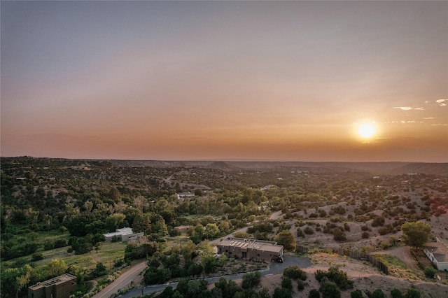 view of aerial view at dusk