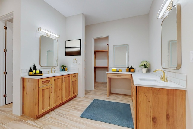 bathroom featuring wood-type flooring and vanity