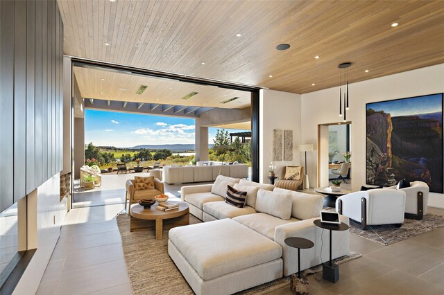 view of patio / terrace with outdoor lounge area and a mountain view