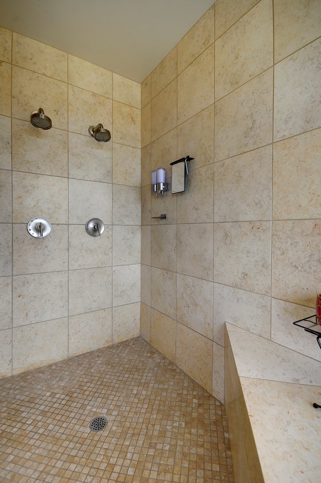 bathroom featuring a tile shower