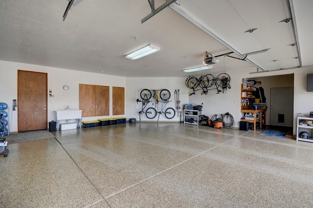 garage featuring sink and a garage door opener