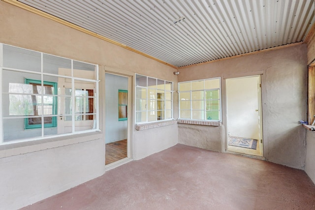 view of unfurnished sunroom