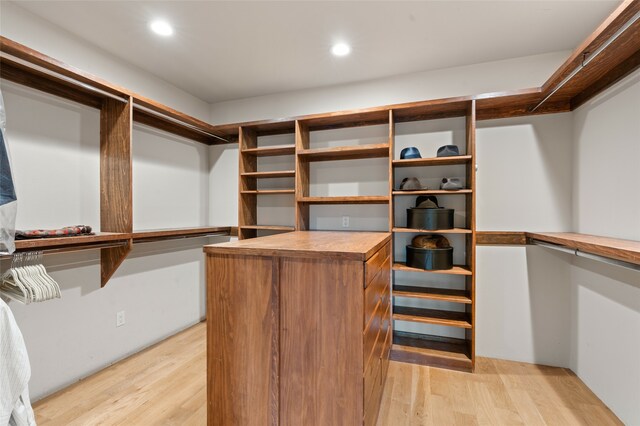 spacious closet with light wood-type flooring