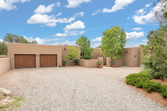 exterior space with a garage