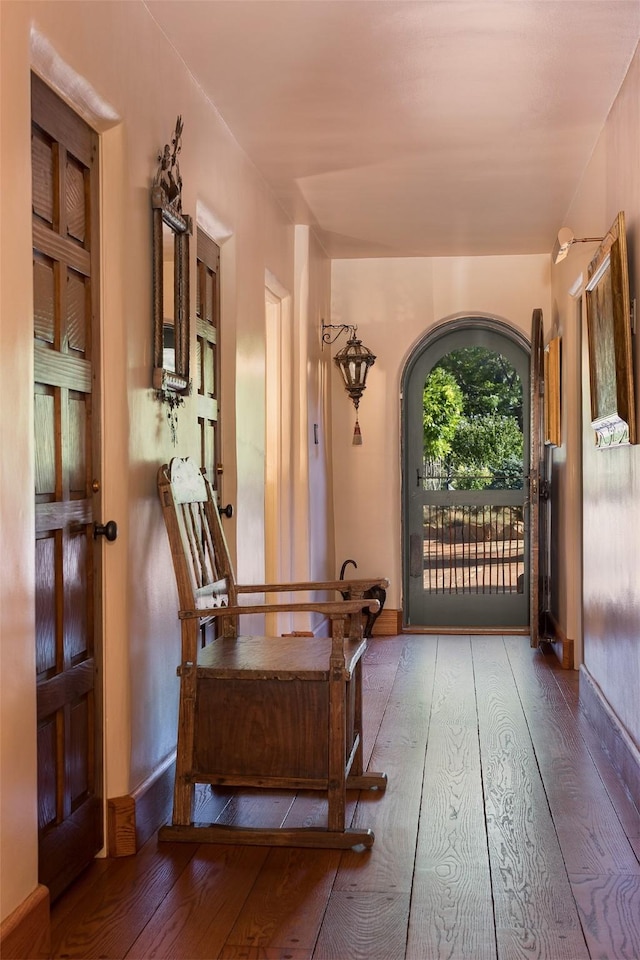 foyer with hardwood / wood-style floors